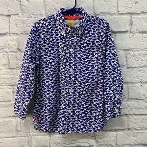 Boden Kids - Blue Elephant Long Sleeve Shirt - Size 5-6